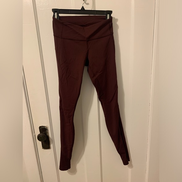 Lululemon size 4 leggings with side mesh panel burgundy - Picture 2 of 7